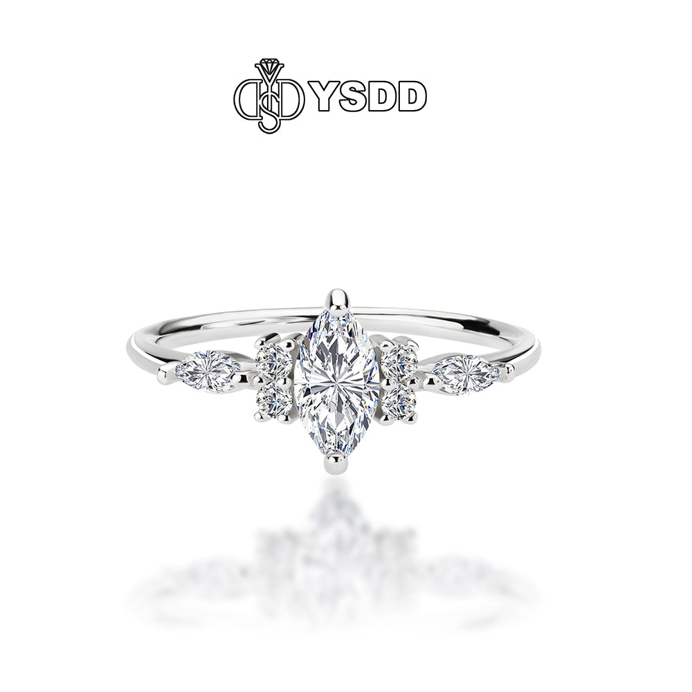【#184 YSDD】925 Sterling Silver Moissanite Rings Marquise 0.5ct
