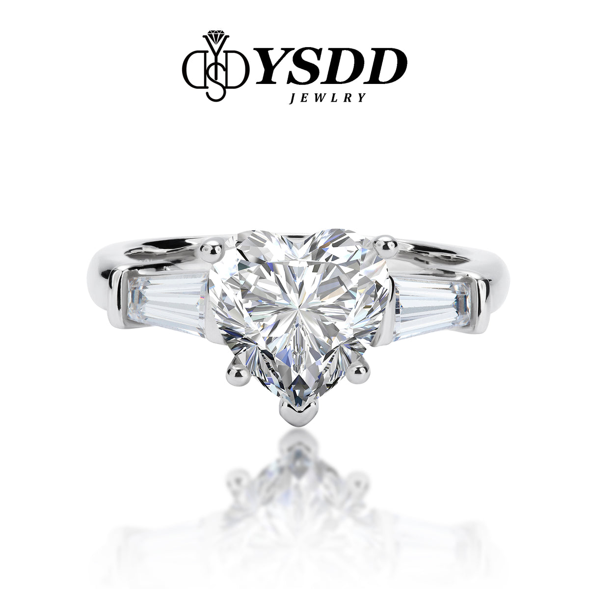 【#53 VIPStreamers】2CT 925 Sterling Silver Heart  Moissanite Rings