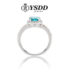 【#98 VIPStreamers】1CT Neon Blue Moissanite 925 Sterling Silver rings
