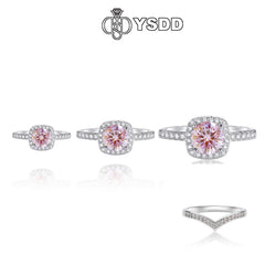 【#120 YSDD】 925 Sterling Silver Sakura Pink Moissanite Rings