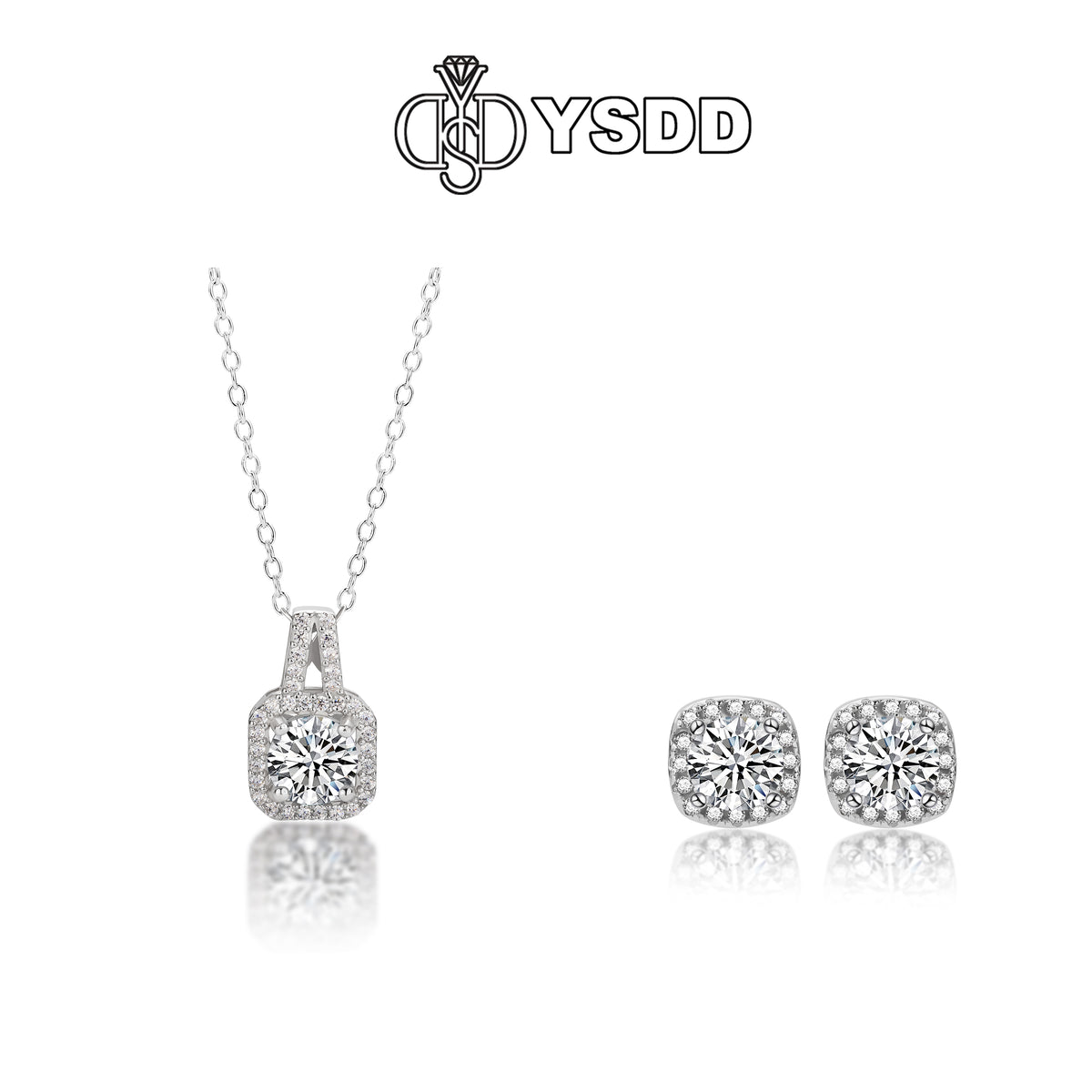 【#140 YSDD】925 Sterling Silver Moissanite Necklace&Earring Buds