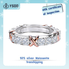 【#42 YSDD】 2ct rose golden X Band 925 Sterling Silver Moissanite Rings