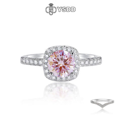 【#120 YSDD】 925 Sterling Silver Sakura Pink Moissanite Rings