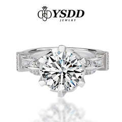 【#170 YSDD】3CT Vintage Lotus Flower Moissanite Ring in 925 Sterling Silver