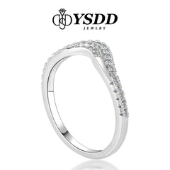 【#178 YSDD】 Curved Moissanite Stacking Band in 925 Sterling Silver