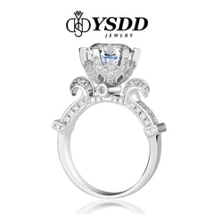 【#170 YSDD】3CT Vintage Lotus Flower Moissanite Ring in 925 Sterling Silver