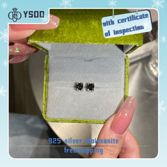 【#124 YSDD】925 Sterling Silver Dark Green Moissanite Earrings