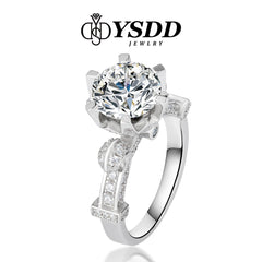 【#170 YSDD】3CT Vintage Lotus Flower Moissanite Ring in 925 Sterling Silver