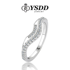 【#178 YSDD】 Curved Moissanite Stacking Band in 925 Sterling Silver
