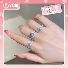 【#120 YSDD】 925 Sterling Silver Sakura Pink Moissanite Rings