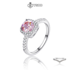 【#120 YSDD】 925 Sterling Silver Sakura Pink Moissanite Rings
